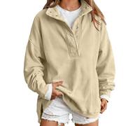 Felpa Oversize da Donna in Pile, Pullover con Colletto rialzato e Mezzo | Top casual larghi, felpe da casa calde autunno inverno for felpe con cappuccio calde da donna