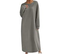 Felpa oversize da notte da donna UK casual allentata manica lunga girocollo camicia da notte con tasca camicia da notte taglie forti abbigliamento da notte Negligee Spring Lounge Sleep Wear XL-5XL