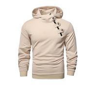 Felpa oversize da uomo tinta unita casual con cappuccio allentata cappotto pulsante cerniera manica lunga felpa comoda, F-937 Cachi, S