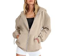 Felpa Oversize Donna Con Zip Giacca In Pile Da Donna Primavera E Cerniera Leggero Casual Oversize Maglione Sweatshirt Aperto In Morbido Curvy Outerwear Cotone Elegante Con Cappuccio Per Palestra