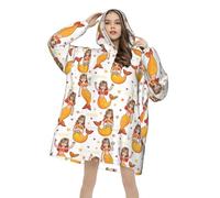 Felpa Oversize Donna Personalizzata con Foto Testo - Felpa Coperta Personalizzato con Nome - Coperta con Cappuccio Idee Regalo Natale Capodanno per Coppie Amici -Lavorare da casa, Viaggio, Campeggio