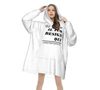 Felpa Oversize Donna Personalizzata con Foto Testo - Felpa Coperta Personalizzato con Nome - Coperta con Cappuccio Idee Regalo Natale Capodanno per Coppie Amici -Lavorare da casa, Viaggio, Campeggio