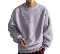 Felpa oversize in pile da uomo, pullover termico, maglione con collo a giro, invernale, caldo, casual, morbido al tatto, abbigliamento da salotto, comodo pullover senza cappuccio, top casual, S-5Xl