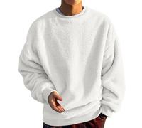 Felpa oversize in pile da uomo, pullover termico, maglione con collo a giro, invernale, caldo, casual, morbido al tatto, abbigliamento da salotto, comodo pullover senza cappuccio, top casual, S-5Xl