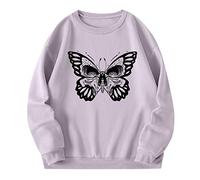 Felpa per adolescenti, da donna, autunno, inverno, girocollo, in pile, vestibilità larga, maglione per Halloween, Lilla, M