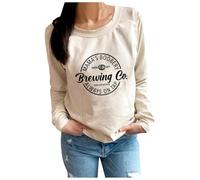 Felpa per Allattamento Premaman Causale da Donna Comoda Zip Pullover per Allattamento al Seno Top Maglione Boobery della Mamma Felpe Coppia (Beige, L)
