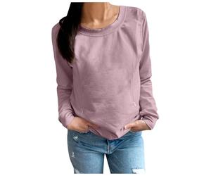 Felpa per Allattamento Premaman Causale da Donna Comoda Zip Pullover per Allattamento al Seno Top Maglione Boobery della Mamma Piumino Personalizzato (Pink, L)