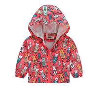 Felpa per Bambini a Maniche Lunghe con Zip per Neonati, Neonati, Bambini, Ragazzi E Ragazze, Pullover con Stampa,Felpa Leggera Bambini,Giubbotto Neonata Antivento,Giacca a Vento (04-Red, 2-3 Years)