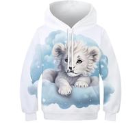 Felpa per Bambini alla Moda con Stampa 3D Leone - Hoodie per Bambini per Un Look Unico, Sweatshirt per La Massima comodità