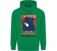 Felpa Per Bambini Con Gatto Che Guarda Documentari Su Omicidi Per Rilassarsi