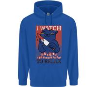 Felpa Per Bambini Con Gatto Che Guarda Documentari Su Omicidi Per Rilassarsi