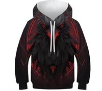 Felpa per Bambini con Hoodie E Fantasia 3D Aquila Nera - Sweatshirt per L'uso Quotidiano, Perfetto per Lo Sport E Il Gioco