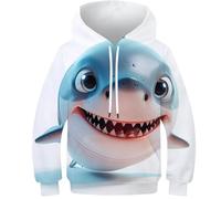 Felpa per Bambini con Hoodie E Fantasia 3D Squalo 3D - Sweatshirt per L'uso Quotidiano, Perfetto per Lo Sport E Il Gioco