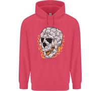 Felpa Per Bambini Con Teschio Di Fuoco E Gatti