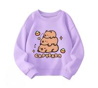 Felpa per Bambini dei Cartoni Animati Capybara, Maglione Girocollo Versatile per Le scuole elementari, Top in Felpa Casual per Ragazzi e Ragazze Primaverili e Autunnali,Viola,140cm