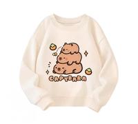 Felpa per Bambini dei Cartoni Animati Capybara, Maglione Girocollo Versatile per Le scuole elementari, Top in Felpa Casual per Ragazzi e Ragazze Primaverili e Autunnali,Flesh,140cm