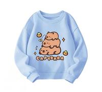 Felpa per Bambini dei Cartoni Animati Capybara, Maglione Girocollo Versatile per Le scuole elementari, Top in Felpa Casual per Ragazzi e Ragazze Primaverili e Autunnali,Blu,140cm