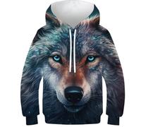 Felpa per Bambini Lupo in Tessuto Premium - Hoodie per Bambini con Grafica 3D, Sweatshirt per Bambini per Comfort E Stile.