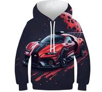 Felpa per Bambini Ultra-Morbida con Stampa 3D Auto Sportiva - Hoodie per Bambini Perfetto per L'avventura, Sweatshirt per Bambini per Ogni Stagione