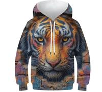 Felpa per Bambini Ultramorbida Tigre 3D con Hoodie 3D - Sweatshirt per Bambini, Design Innovativo, per Ragazzi E Ragazze Avventurosi.