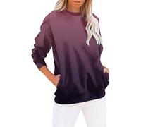 Felpa per le donne Gradiente Felpe senza cappuccio Uomo di Grandi dimensioni Coppia di Moda Brand Maglione Manica Lunga per le Donne Autunno Maglioni Donna Felpe Casual, Viola-1, S
