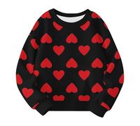Felpa per ragazze Cute Heart Printed Crewneck Kids Sweaters Children Casual Fashion Outfits S Ragazza Abbigliamento 140, Nero , 18-24 Monate