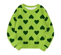 Felpa per ragazze Cute Heart Printed Crewneck Kids Sweaters Children Casual Fashion Outfits S Ragazza Abbigliamento 140, verde, 3-4 Jahre