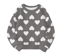 Felpa per ragazze Cute Heart Printed Crewneck Kids Sweaters Children Casual Fashion Outfits S Ragazza Abbigliamento 140, grigio., 6-7 Jahre