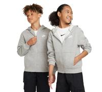 Felpa per ragazze Nike Club Fleece Full-Zip - dark grey heather/white - Grigio (M)