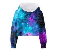 Felpa per Ragazze Ragazze Bambini Casual Allentato Maniche Lunghe Felpe con Cappuccio Felpe con Cappuccio Pullover Corto Lettera Stampa a Righe Teen Crop Tops Ragazze Tops Maglioncino Bambina 10 Anni