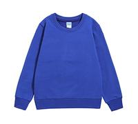 Felpa per ragazzi e ragazze, a maniche lunghe, girocollo, in cotone, tinta unita, per l'asilo, la scuola, divisa scolastica, per bambini, unisex, maglione per la transizione, Blu, 5-6 Jahre