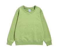 Felpa per ragazzi e ragazze, a maniche lunghe, girocollo, in cotone, tinta unita, per l'asilo, la scuola, divisa scolastica, per bambini, unisex, maglione per la transizione, verde, 9-11 Jahre