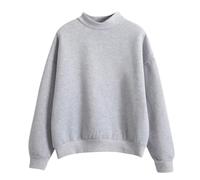 Felpa per ragazzi e ragazze, alla moda, con collo a lupetto, con fodera in micro pile, a maniche lunghe, a tinta unita, per lo sport, comoda, per l'autunno, casual, da indossare tutti i giorni, grigio