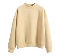 Felpa per ragazzi e ragazze, alla moda, con collo a lupetto, con fodera in micro pile, a maniche lunghe, a tinta unita, per lo sport, comoda, per l'autunno, casual, da indossare tutti i giorni, Beige