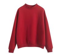 Felpa per ragazzi e ragazze, alla moda, con collo a lupetto, con fodera in micro pile, a maniche lunghe, a tinta unita, per lo sport, comoda, per l'autunno, casual, da indossare tutti i giorni, Rosso
