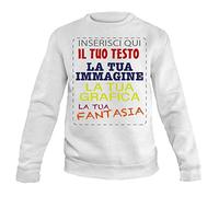 Felpa personalizzata - felpa personalizzabile girocollo uomodonna cotone tinta unita - con testo - foto e grafiche personalizzate