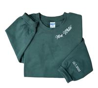 Felpa Personalizzata Ricamata Mrs su Scollatura e Data sulla Manica, Girocollo Custon Mrs | Felpa Mrs per Sposa | Nuova Signora | Felpa Luna di Miele | Regalo Futuro Signora