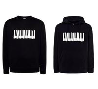 Felpa Pianoforte Nera stampa Tastiera con o senza Cappuccio musica keyboard gift