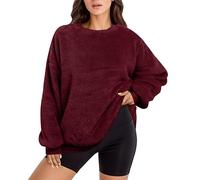 Felpa Pile Donna Girocollo Oversize Felpe Pile Donna Termica Coperta Y2k Pullover Donna Invernale Calda Teddy Maglione Cashmere Elegante Lungo Maglia Pile Manica Lunga Velluto Moda