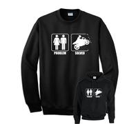 FELPA PROBELM SOLVED simpatica moto motociclista biker cappuccio o girocollo