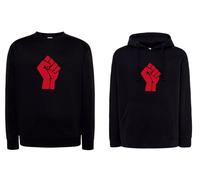 Felpa Pugno Chiuso Rosso Resistenza Nera Girocollo o Cappuccio closed fist