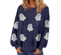 Felpa pullover da donna Halloween in caldo pile maglioni zucca girocollo classico autunno teschio felpe a maniche lunghe all'aperto adolescenti streetwear, Marina Militare, S