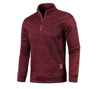 Felpa pullover da uomo con mezza zip senza cappuccio per uomo per maglione da lavoro solid oversize inverno sport maglione da lavoro sweater uomo alfanumerico, rosso vivo, 5XL