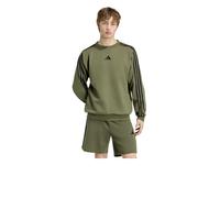 Felpa Pullover Girocollo UOMO Adidas Ess 3 stripes Crew Fleece Verde Oliva