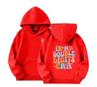 Felpa Ragazza 10 Anni - Giacca Sportiva con Cappuccio E Tasca Pullover con Cappuccio Atletico per E nella Mia di Compleanno A Doppia Cifra con Tasca (Red 7-8 Years)