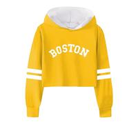 Felpa Ragazza con Cappuccio Carina Felpe Invernali Bambina con Stampa Lettera Felpa Invernale Calda Ampia Felpe Maniche Lunghe a Righe Hoodie Y2k Pullover Autunno Corto Casual (Yellow, 6-7 Years)