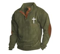 Felpa retrò da uomo casual felpe da uomo in velluto a coste a maniche lunghe felpa a maniche lunghe con stampa incrociata pullover con scollo a V Henley maglioni con colletto alla coreana pullover