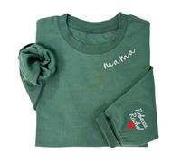 Felpa ricamata per mamma con nomi di bambini, cuore sulla manica, cappuccio per rivelare gravidanza, regalo per la prima volta, 19 colori, XS/S, 19 colori, XS/S