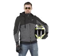 Richa Titan Core Felpa con cappuccio e zip da moto, nero-grigio, taglia L per maschi