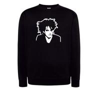 Felpa Robert Smith nera con cappuccio o girocollo cantante cure dark anni 80